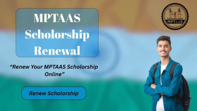 MPTAAS Scholarship Renewal ad showing young man, tribal emblem logo, and text ‘Renew Your MPTAAS Scholorship Online’ with Renew button.